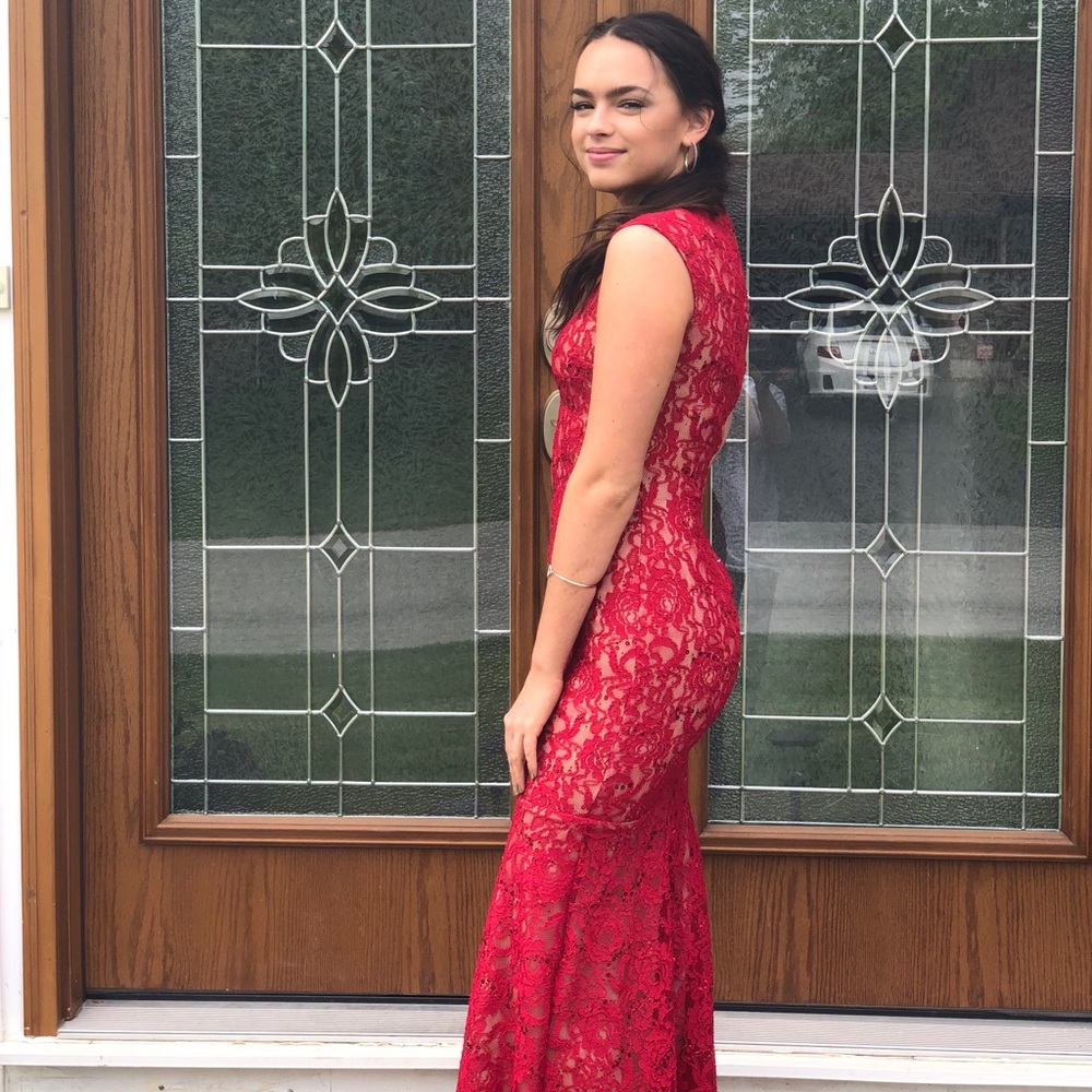 Red Lace Prom Dress